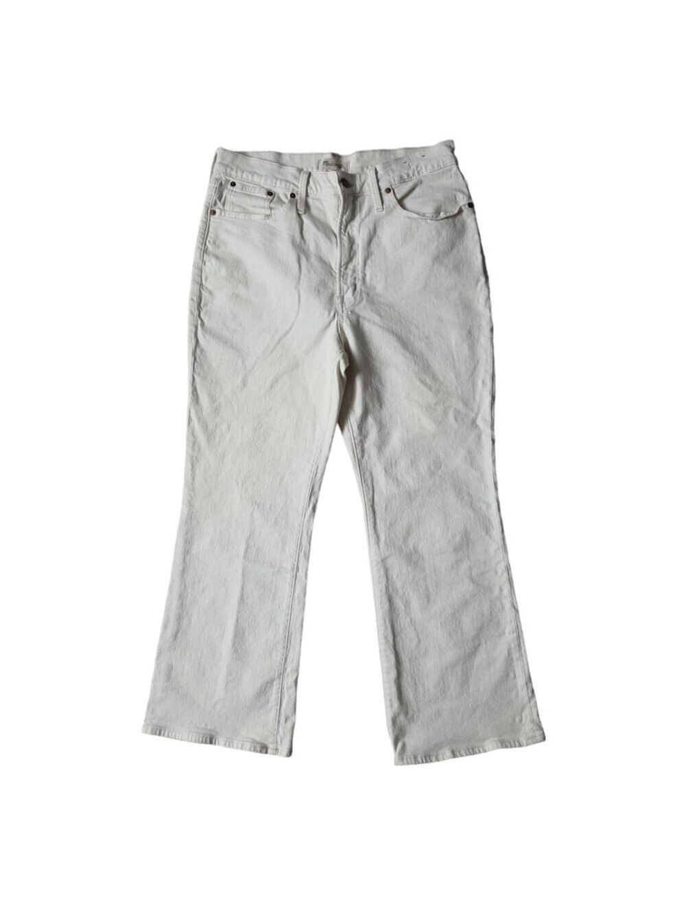 MADEWELL The Perfect Vintage Flare Crop Jean Womens 31 White High Waist
